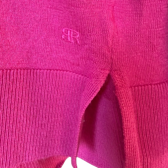 Banana Republic 100% Merino Wool Neon Pink V-neck Sweater Sz XL - Picture 4 of 8